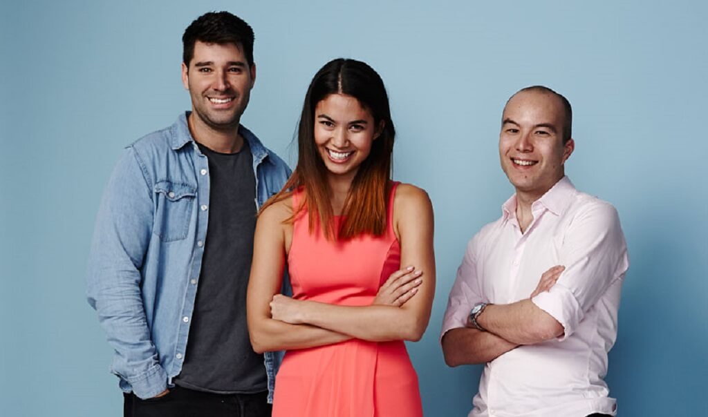 Cliff Obrecht, Melanie Perkins y Cameron Adams (1)